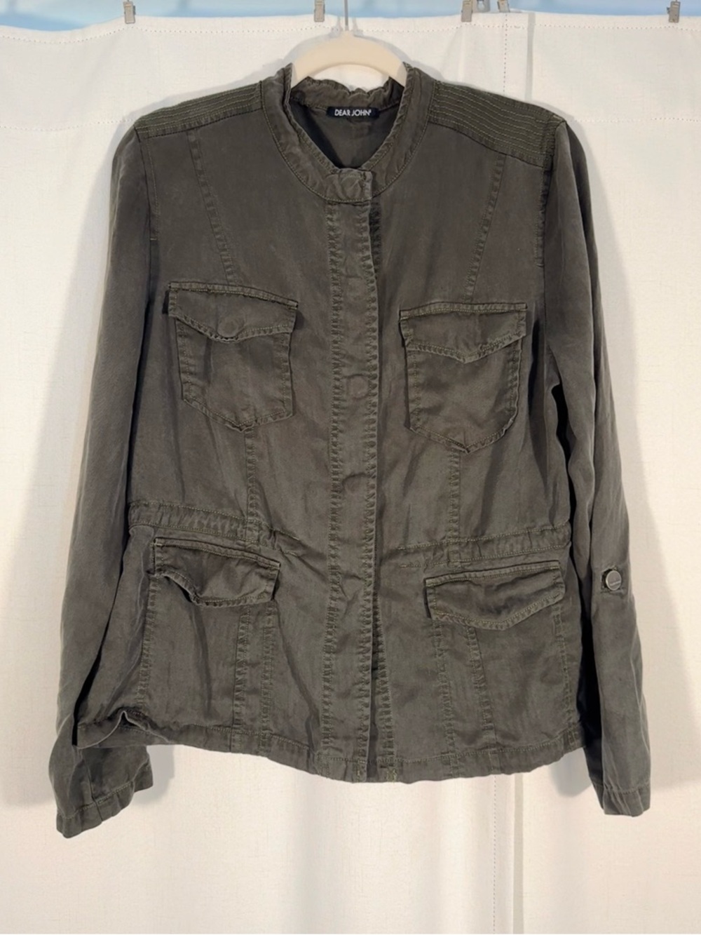 Dear John Olive Green Tencel Utility Jacket